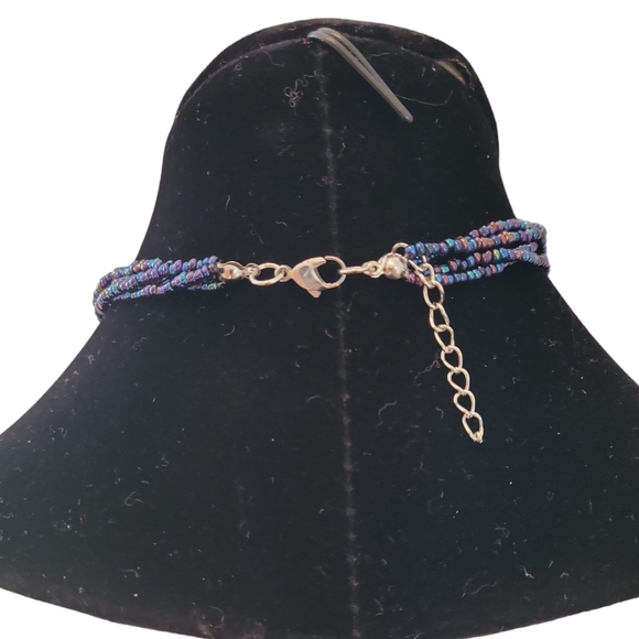 Blown Glass Pendant and Beaded Necklace - Picture 2 of 5